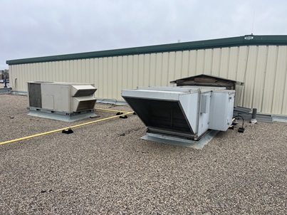 Rooftop heating and cooling unit.